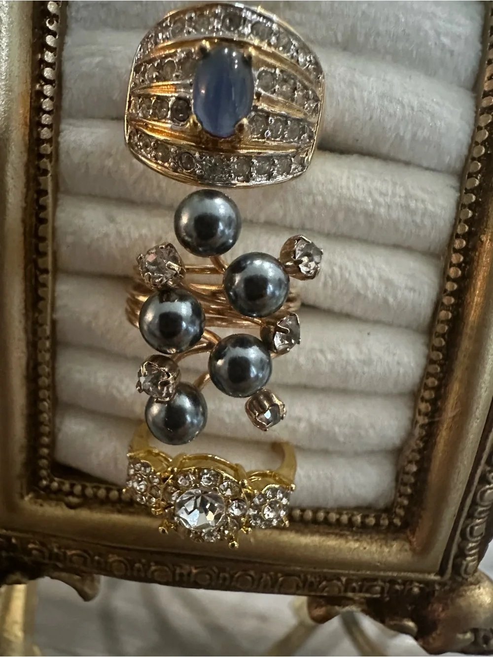 Gold Ornate Ring Display Stand with Velvet Insert - Home Accents